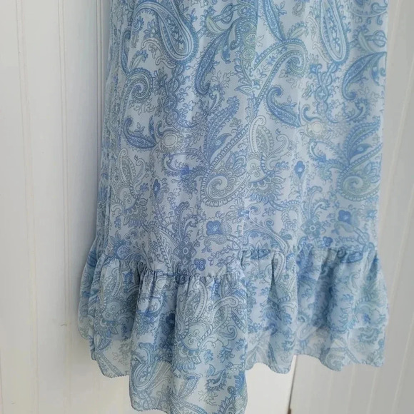 Ann Taylor PAISLEY A LINE TUNIC DRESS Blue White Lightweight Shift 3/4 Slee Sz M - Picture 3 of 11